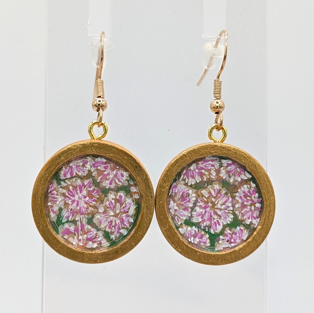 January Birth Month Flower Earrings, Carnation - Hand Painted